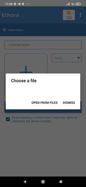 Screen showing "Choose a file" dialog