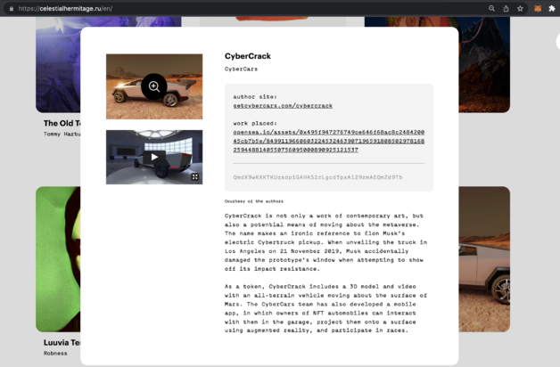 "CyberCrack" Rich NFT - screenshot from Hermitage exhibition website
