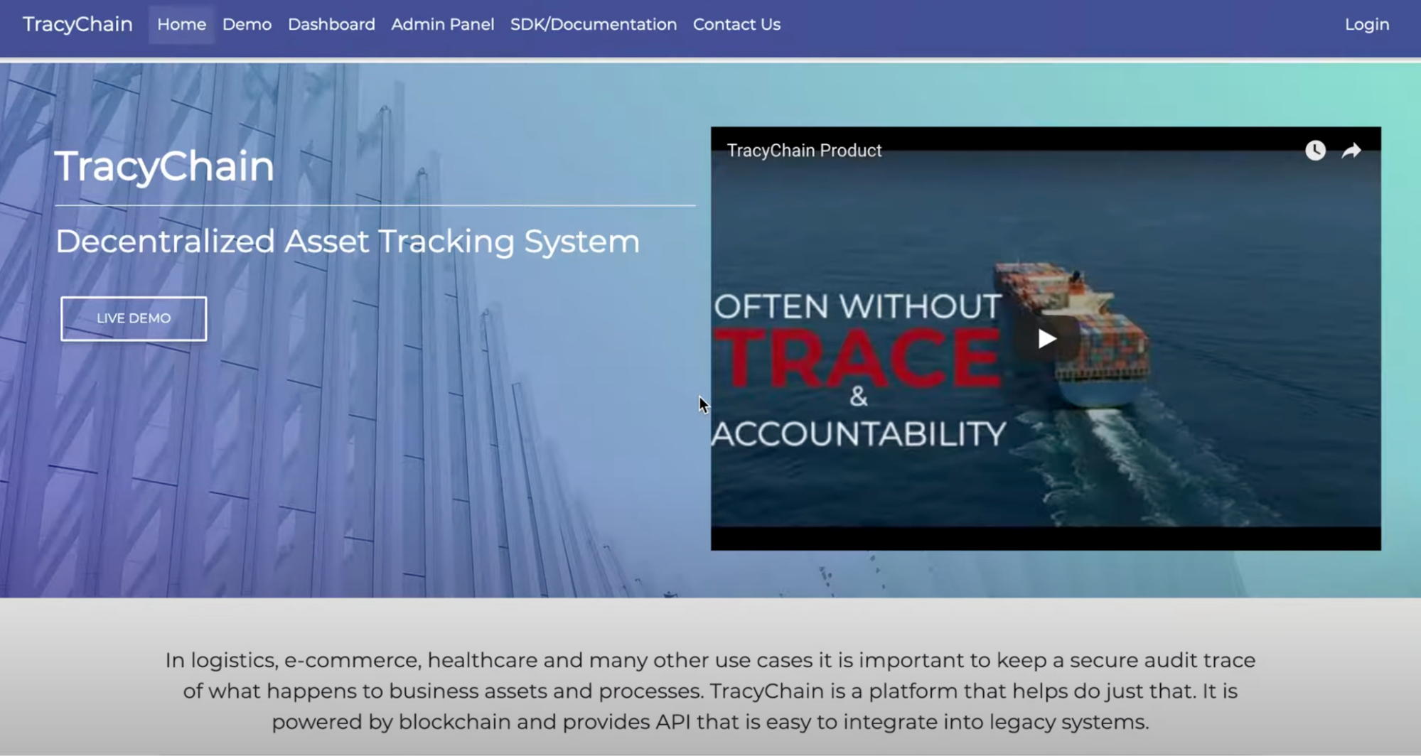 TracyChain supply chain tracking product