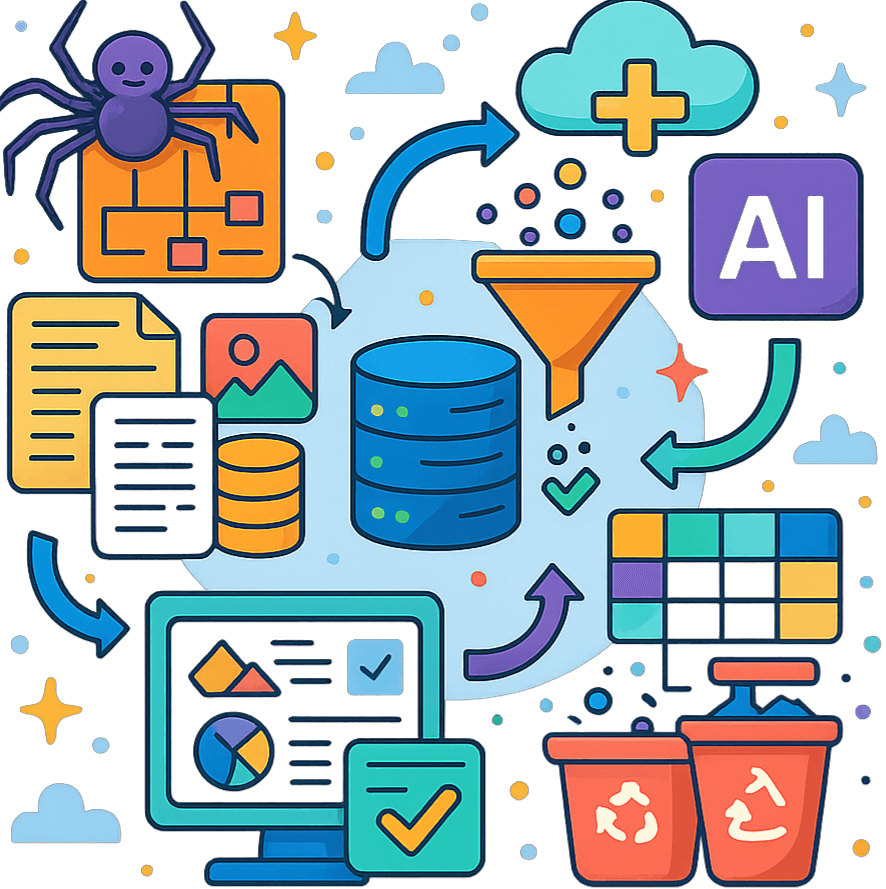 The crawler mapping a website and building a structured knowledge base