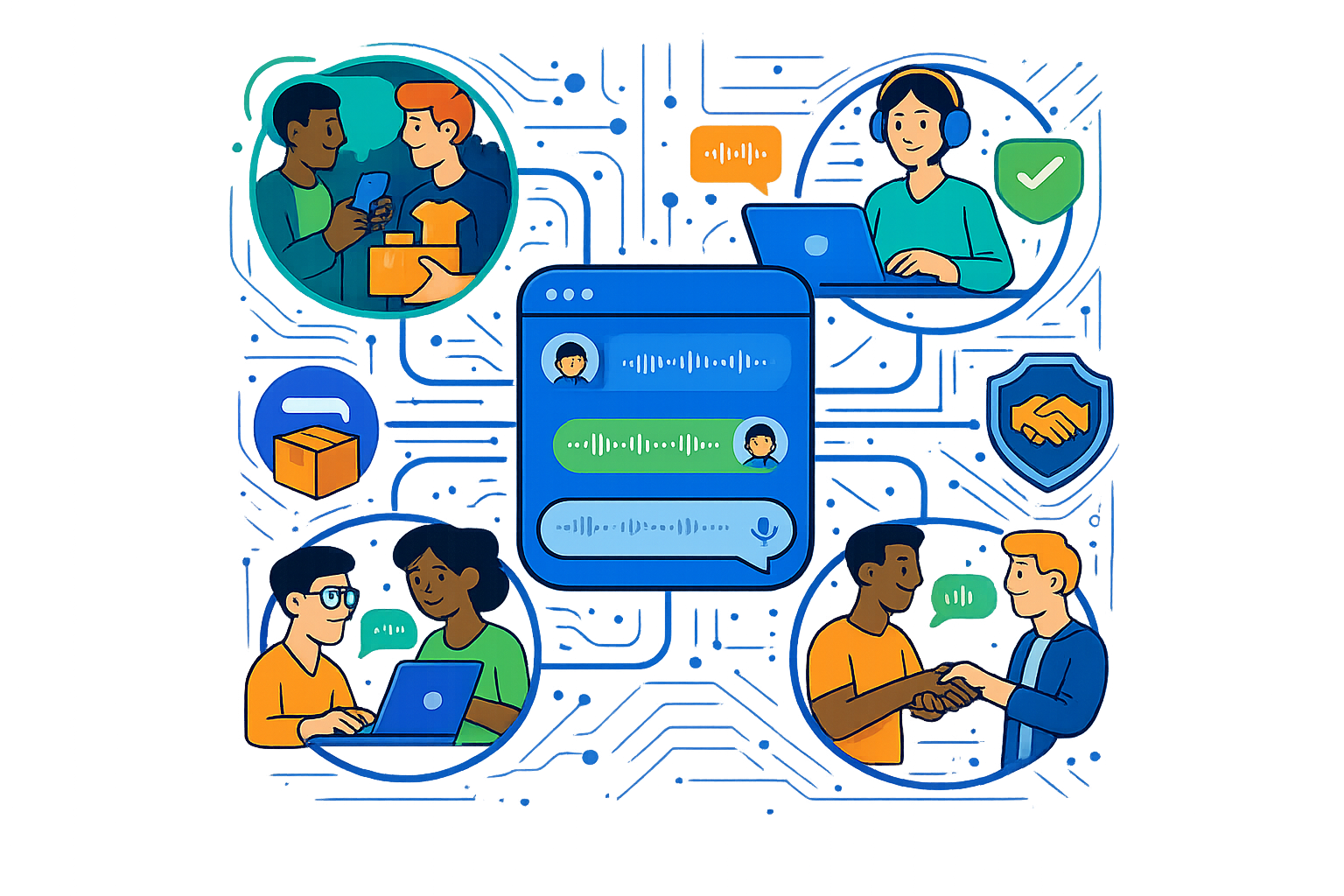 Marketplace chat scenarios: buyers, sellers, support and services