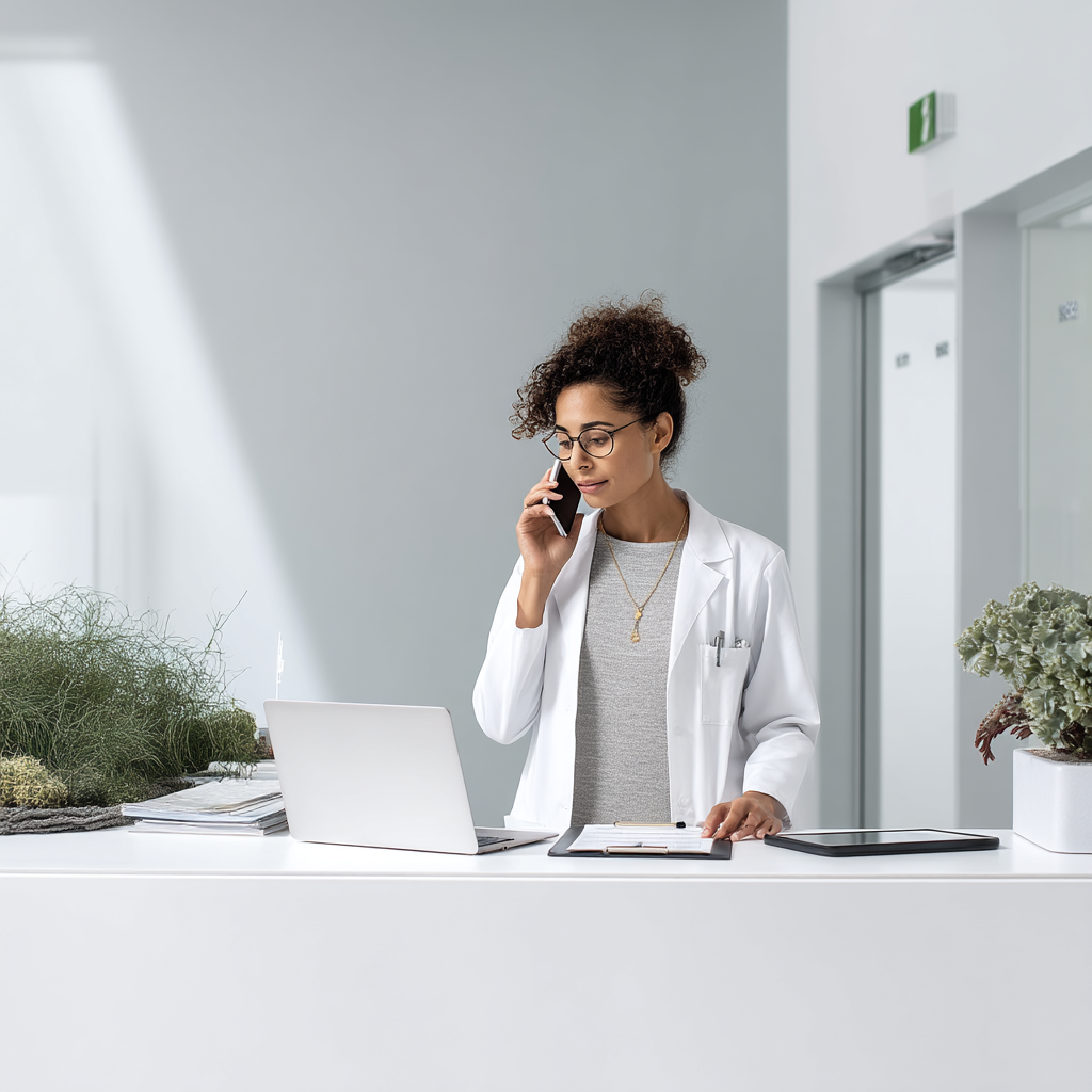 AI chatbot handling patient intake in a web app
