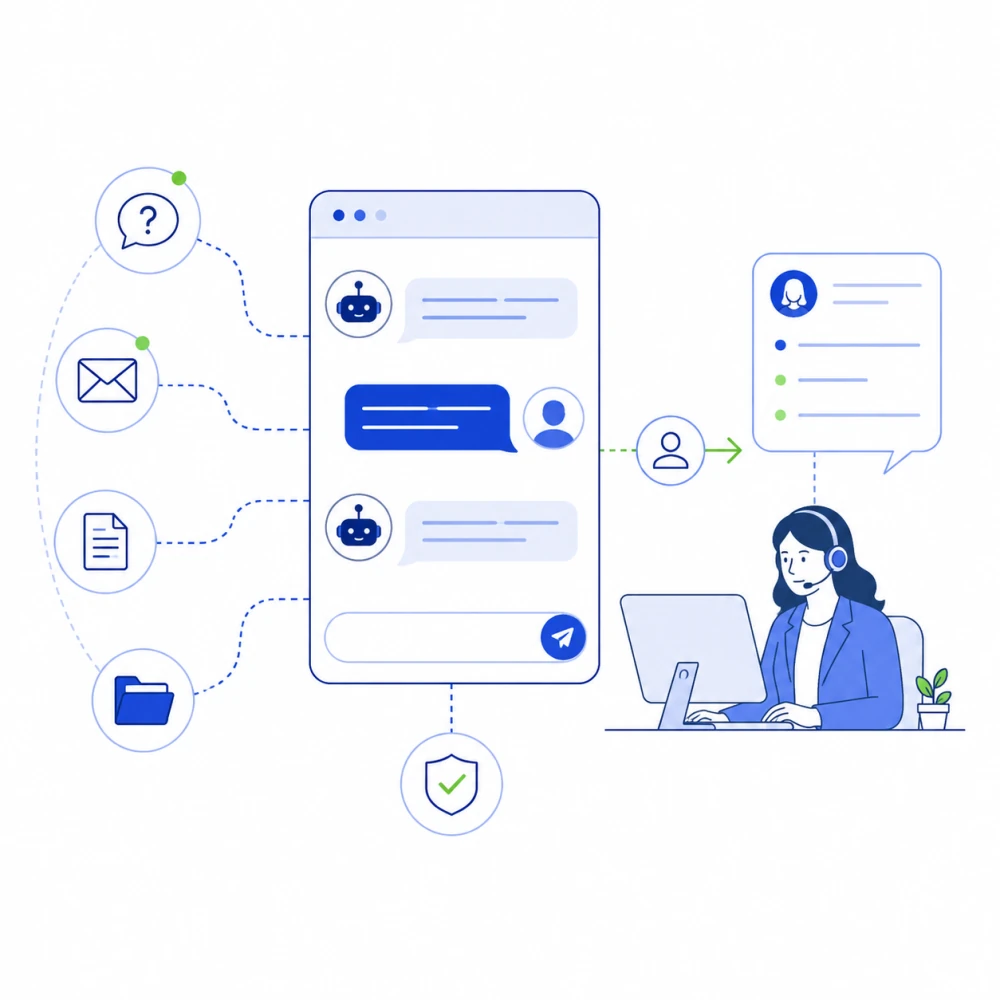AI assistant answering policy questions in chat with escalation to a human agent