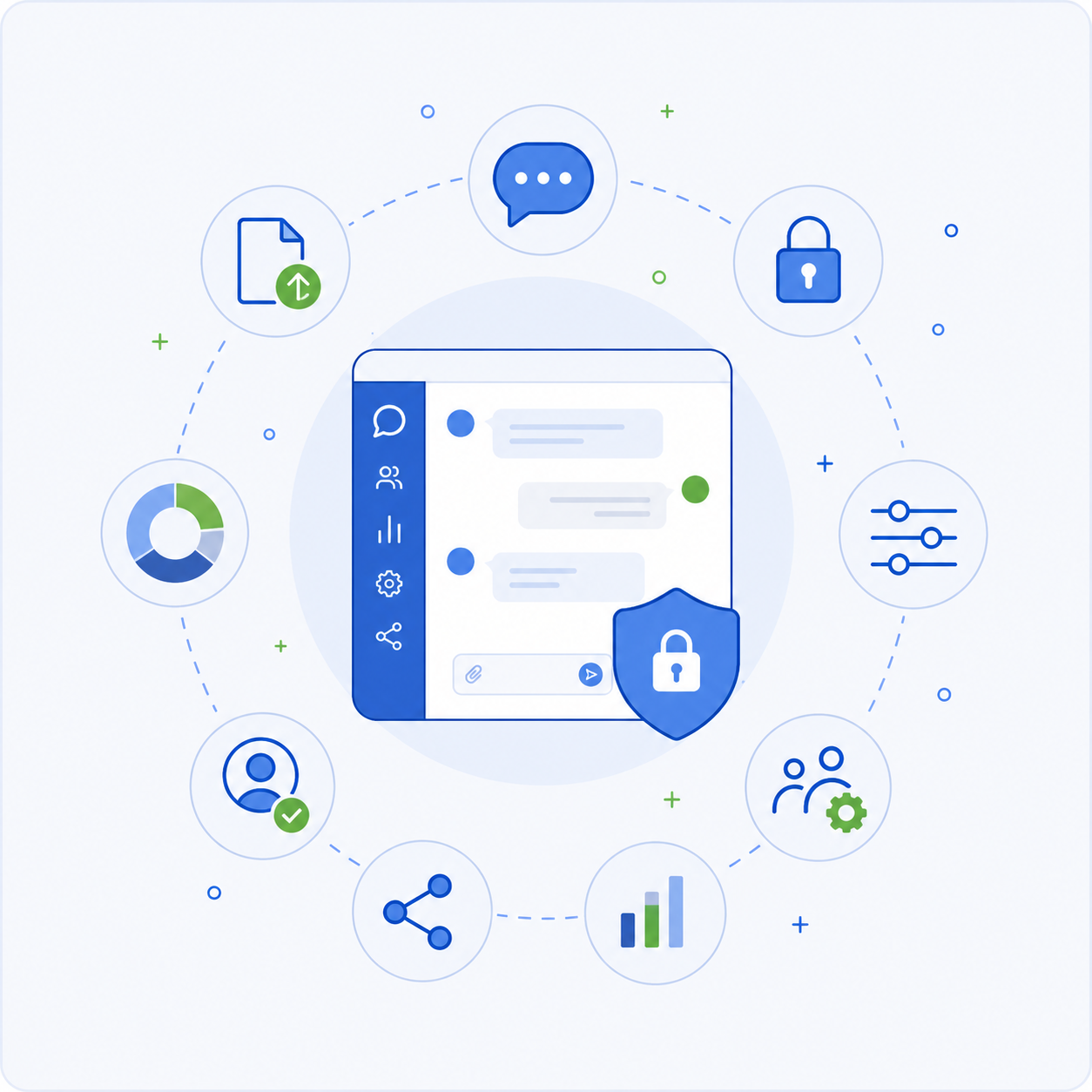 Ethora web-based chat server interface showing real-time messaging, admin controls and analytics